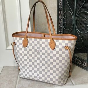 Louis Vuitton | Bags | Lv Neverfull Mm Damier Azur Rose Ballerine | Poshmark